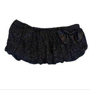 Susana Monaco VTG bubble hem mini Skort Sparkle Black Ruffle Skirt Made In USA M